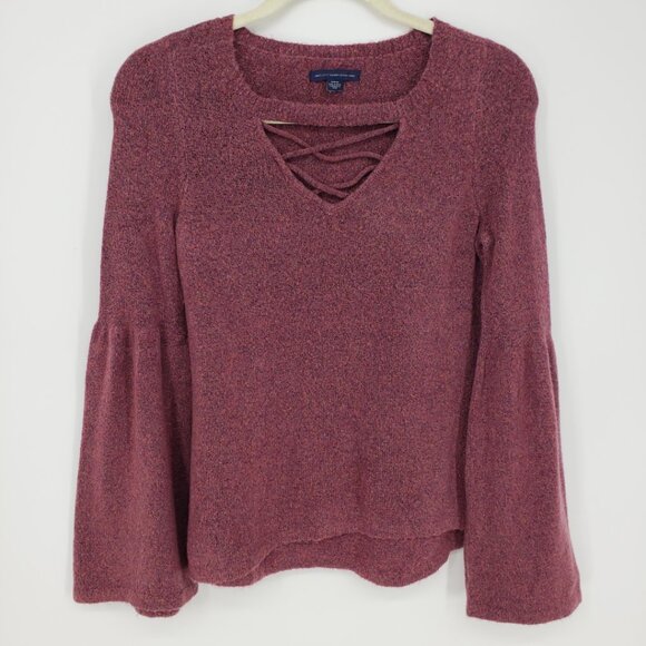 3/$25 American Eagle Outfitters Pullover Sweater S Womens Flare Bell Sleeves - Picture 1 of 9